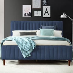 EKONOMODO COLOMBIA - Cama Semidoble + Colchon 1 Pillow 28Cm + Cabecero Vitale azul