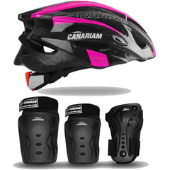 CANARIAM - Kit de Protección C2 Fucsia Casco Negro Talla XS