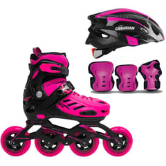 CANARIAM - Patines blackmagic Pro Plus Fucsia Kitc4 Casco Talla 35-38