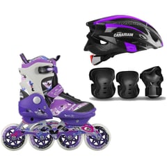 CANARIAM - Combo patines way + casco sonic + kit c4 morado