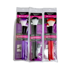 GENERICO - KIT O SET DE 2 BROCHAS PARA MAQUILLAJE DE ROSTRO Y OJOS COLOR MORADO.