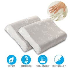 MAGIC PILLOW - Set de 2 Almohadas Ortopédica Visco-Smart Con Memoria Cervical Baja