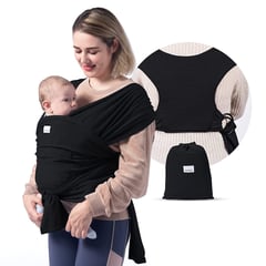 COZYTOS - Fular AJUSTABLE con aros -NEGRO- cargador porta bebe