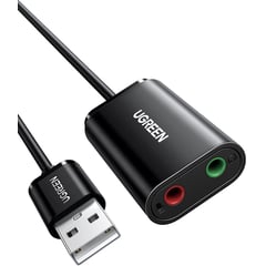 UGREEN - Adaptador Audio USB Tarjeta Sonido Externa Micrófono Auricular