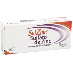 HUMAX - Sulzinc Sulf De Zinc 20 Mg Caja X 30 Tabletas