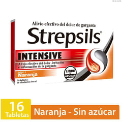 STREPSILS - Intensive Naranja Suggar Free Caja 12 Tabletas