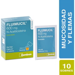 ZAMBON - Fluimucil 600 Mg Sabor Naranja Mucosidad Y Flemas x 10 Sobres