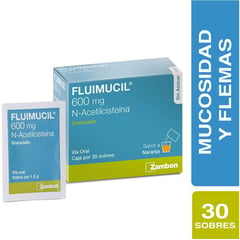 ZAMBON - Fluimucil 600 Mg Sabor Naranja Mucosidad Y Flemas x 30 Sobres