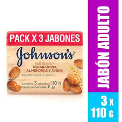 JOHNSON AND JOHNSON - Jabon En Barra Johnson Almendras & Avena 3 x 110 Gr