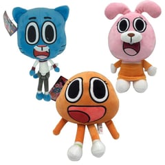 GENERICO - El Increible Mundo De Gumball Cn Niños Muñecos 3 Peluches.