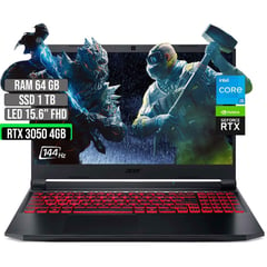 ACER - NITRO INTEL CORE I5-11400H SSD 1TB RAM 64GB RTX 3050 4GB 15,6" FHD 144Hz