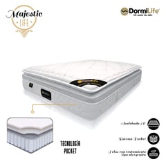 COLCHONES DORMILIFE - Colchon Ortopedico Doble Firme con Pillow Majestic Life 140 x 190