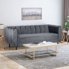 KAIU HOME - SOFA PARIS 4 PUESTOS 220 GRIS TELA EXTRA SUAVE