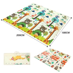 BABY ON - Tapete para bebé plegable extra grande 200x180 cm doble faz ANIMALES