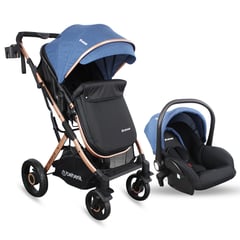 BEBESIT - Coche Bebe Moises Gold Lx Azul Portabebe