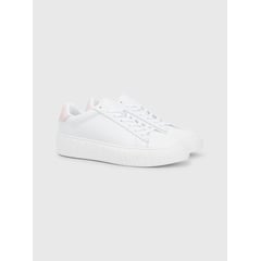 TOMMY HILFIGER - Tenis Blancos Cupsole De Piel Con Inscripción Para Mujer