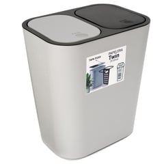 ENERGY PLUS - Cesto de basura 2 compartimientos papelera Push 20L Gris