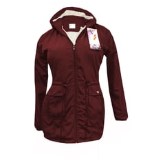 GENERICO - Chaqueta impermeable o parca semigaban para mujer color VINOTINTO.