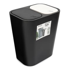 ENERGY PLUS - Cesto de basura 2 compartimientos papelera Push 20L Negro