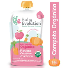 BABY EVOLUTION - Compota Manzana Calabaza Zanahoria X 99gr