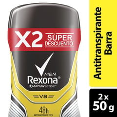 REXONA - Oferta Desodorante V8 Men Barra X 2und X 50g