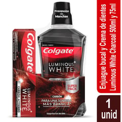 COLGATE - Oferta Enjuague Luminous White 500ml + Crema Dental X75g