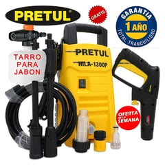 PRETUL - Hidrolavadora eléctrica 1300 psi + tarro jabon marca