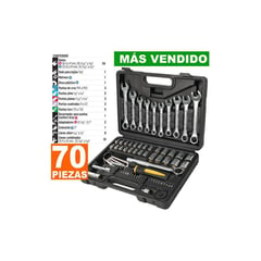 PRETUL - Kit herramientas 70 piezas rache + llave mixta marca marca