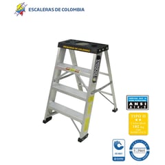 ESCALERAS DE COLOMBIA - Escalera Certificada Tipo Tijera En Aluminio De 3 Pasos / 0.90 Metros 102 Kg Tipo II