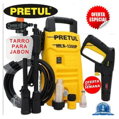 PRETUL - Hidrolavadora eléctrica 1300 psi marca + tarro jabon