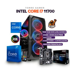 INTEL - TORRE GAMER I7 11700/ 16GB RAM/ 512 SSD / BOARD H510M ASUS/ CHASIS POWER