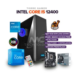 INTEL - TORRE GAMER I5 12400/ 16GB RAM/ 512 SSD M.2/BOARD B660M-K D4 ASUS/ CHASIS POWER