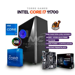 INTEL - TORRE GAMER I7 11700/ 16GB RAM/ 512 SSD SATA/ BOARD H510M ASUS/ CHASIS POWER
