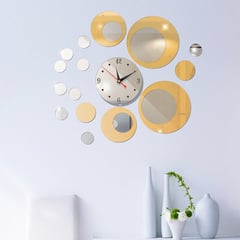 GENERICO - Reloj de Pared 3D decorativo y Funcional para hogar Platos Dorado