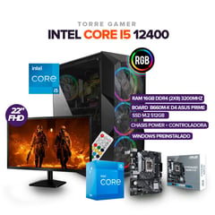 INTEL - PC GAMER I5 12400/ 16GB RAM/ 512 SSD M.2/ BOARD B660M-K ASUS/ MONITOR 22"