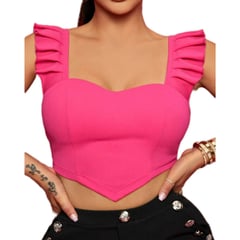 GENERICO - Crop top corset tiras con vuelos varillas laterales