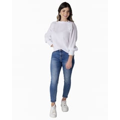 FREYDA - Blusa Moda En Tafetán Blanca Mujer .