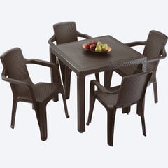 RIMAX - Comedor Eterna (1 Mesa + 4 Sillas Con Brazos WENGUE)