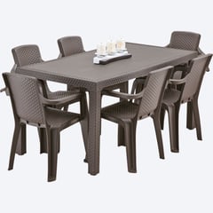 RIMAX - Comedor Familiar ETERNA (1 Mesa + 6 Sillas Con Brazos WENGUE)