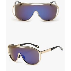 VIROX - Gafas de sol con lentes reflectantes morado y marco de Metal dorado Steampunk para hombre y mujer GFVXCJ816-20
