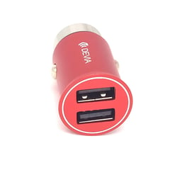 DEVIA - Cargador De Carro Mini Con 2 Puerto Usb Rojo