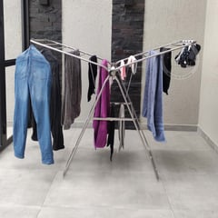 INDUHOGAR - Tendedero de ropa plegable de piso en acero inoxidable marca