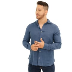 NAUTICA - Camisa para hombre 4LP LINO AZUL.