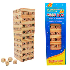 DAYOSHOP - Torre Jenga 54 Bloques 4 Dados Madera Juego Niños Y Adultos