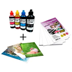 PK - KIT 4 COLORES TINTA UNIVERSAL HP CANON EPSON GRATIS PAPEL FOTOGRAFICO