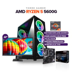 POWER GROUP - Pc Gamer Ryzen 5 5600G /16Gb Ram/ Ssd 512GB M.2 /Board 520/ MONITOR 22"