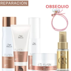 WELLA - Kit Fusion Shampoo Acondicionador Mascarilla Amino Refiller Oleo