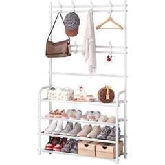 GENERICO - Organizador zapatos tipo closet zapatero 8 percheros 5 estantes blanco