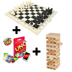 MULTIPLACE COLOMBIA - Juego uno ajedrez en madera mediano jenga grande