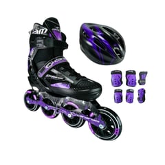 CANARIAM - Combo Patines Roller Team Con Protecciones M Morado